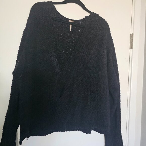 Free People Coco V-Neck Sweater in Black - Picture 6 of 9